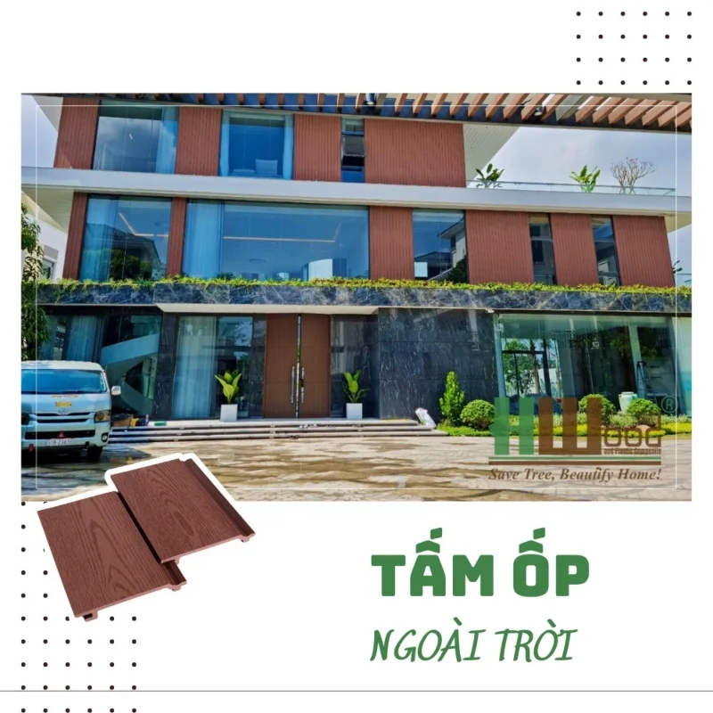 Nhựa giả gỗ ngoài trời được ứng dụng để ốp tường