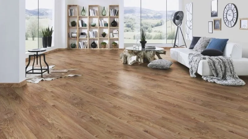 Sàn gỗ công nghiệp được ứng dụng trang trí phòng khách