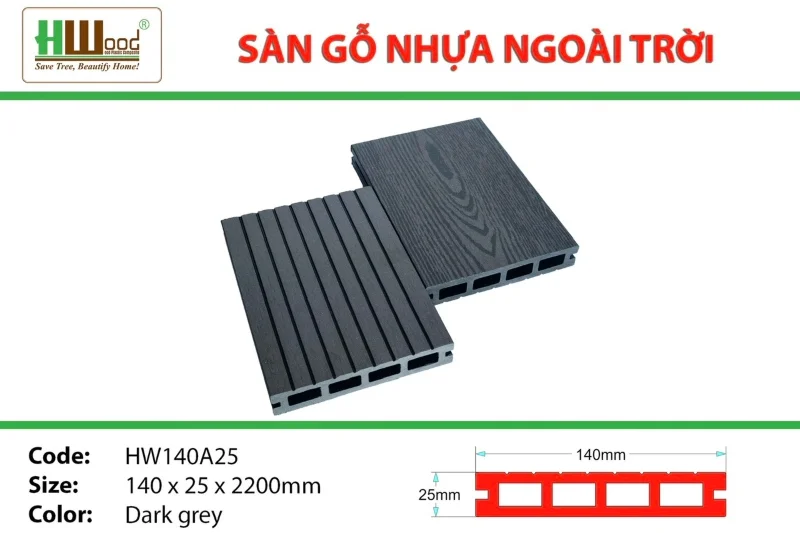 Mẫu sàn gỗ nhựa ngoài trời Hwood