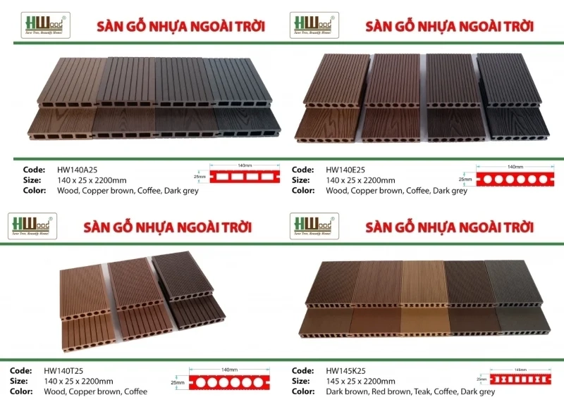 Các mẫu sàn gỗ nhựa ngoài trời Hwood