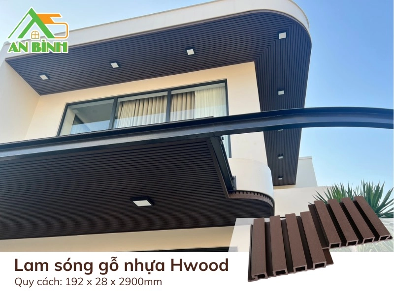 Mẫu lam sóng gỗ nhựa ngoài trời Hwood ốp trần ban công chống mục chống bay màu