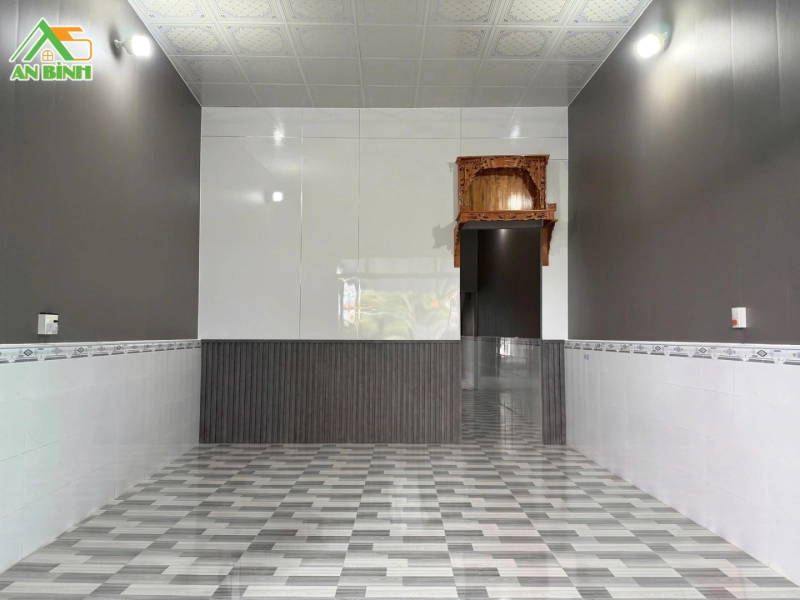 Ốp trần vách nhựa nano Hwood phòng khách hoàn thiện tại An Thới Đông Cần Giờ