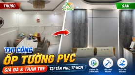 Thi Công Ốp Tường Nhựa PVC Giả Đá Kết Hợp Than Tre Và Lam Sóng Hơn 150m² Tại Tân Phú