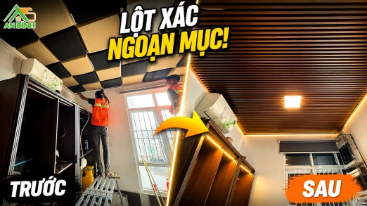 Thi Công Trần Lam Sóng Nhựa Giả Gỗ Phú Nhuận Đẹp Hiện Đại Trên Khung Xương Nhôm