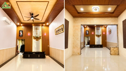 Thi Công Trần Nhựa Giật Cấp & Ốp Vách Phòng Khách Tại Cam Ranh – Sang Trọng, Tinh Tế