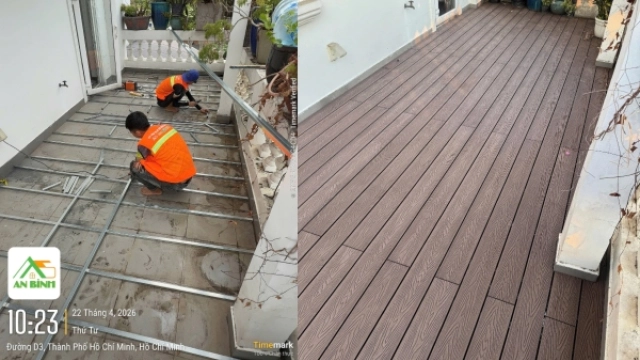Thi công sàn gỗ hồ bơi tại Quận cũ