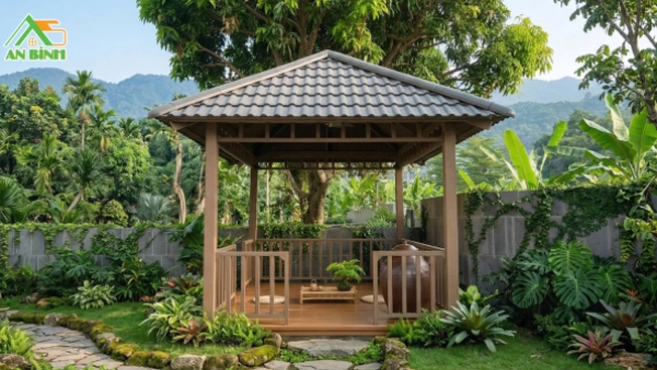 Thi công chòi nghỉ sân vườn gỗ nhựa – Cabana, chòi nghỉ composite bền đẹp ngoài trời
