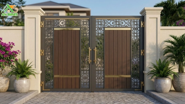 Thi công cổng gỗ nhựa – Cửa cổng composite Hwood bền đẹp, chịu thời tiết ngoài trời