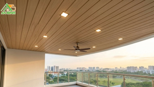 Thi công trần gỗ nhựa ngoài trời – Giải pháp ốp trần ban công, sân thượng, pergola bền đẹp